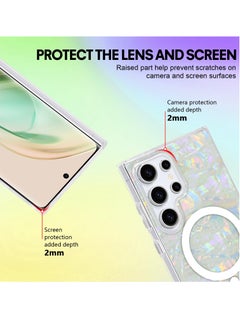 Excefore Magnetic Case for Samsung Galaxy S24 Ultra 5G, Sparkle Bling Pearl Colorful Shell Design Compatible with MagSafe, Shockproof Protective Phone Cover, Non-Yellowing Hard Clear PC Back  - Image 3