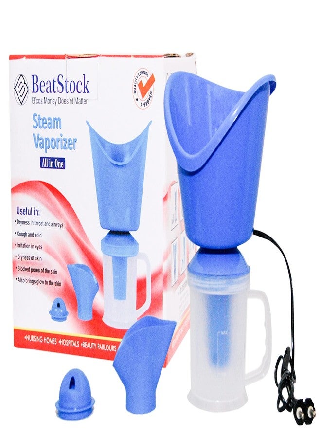 BeatStock All In One Steam Inhaler Vaporizer Facial Steamer With 3 Attachment Work for Cold, Cough and Beauty (Vaporizer Inhaler -Sky Blue) - Image 1