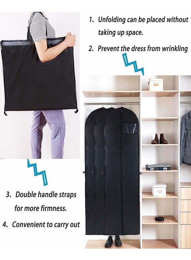 GoldenLike Hanging Garment Bag Suit Bag Cover Foldable Clothes Covers Wedding Gown Cover Long Dress Bag Dustproof Clothe Protector for Suit Coat Jacket Long Dress(60*180CM-BLK) - Image 4