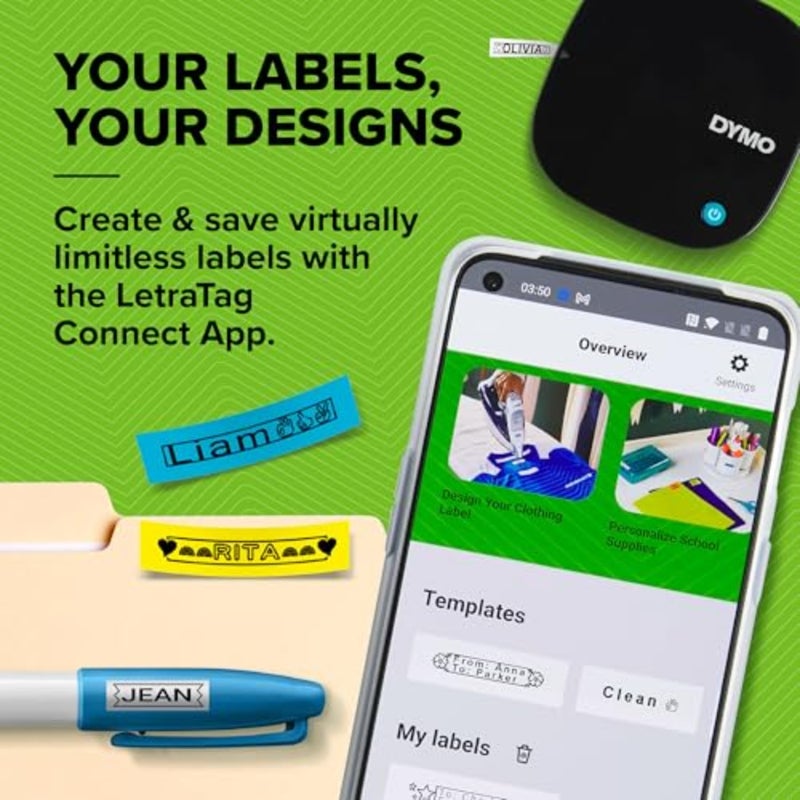 LetraTag 200B Bluetooth Label Maker Value Pack Compact Label Printer Connects Through Bluetooth Wireless Technology to iOS and Android Includes 3 Assorted Label Tapes - Image 2
