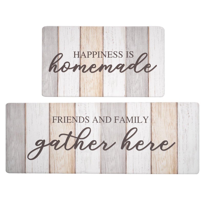 FRESHMINT Anti Fatigue Kitchen Mats for Floor 2 Piece Set Waterproof & Non-Skid Traditional Farmhouse Kitchen Rugs Standing Cushion Comfort Kitchen Runner,17x30+17x47 - Image 1