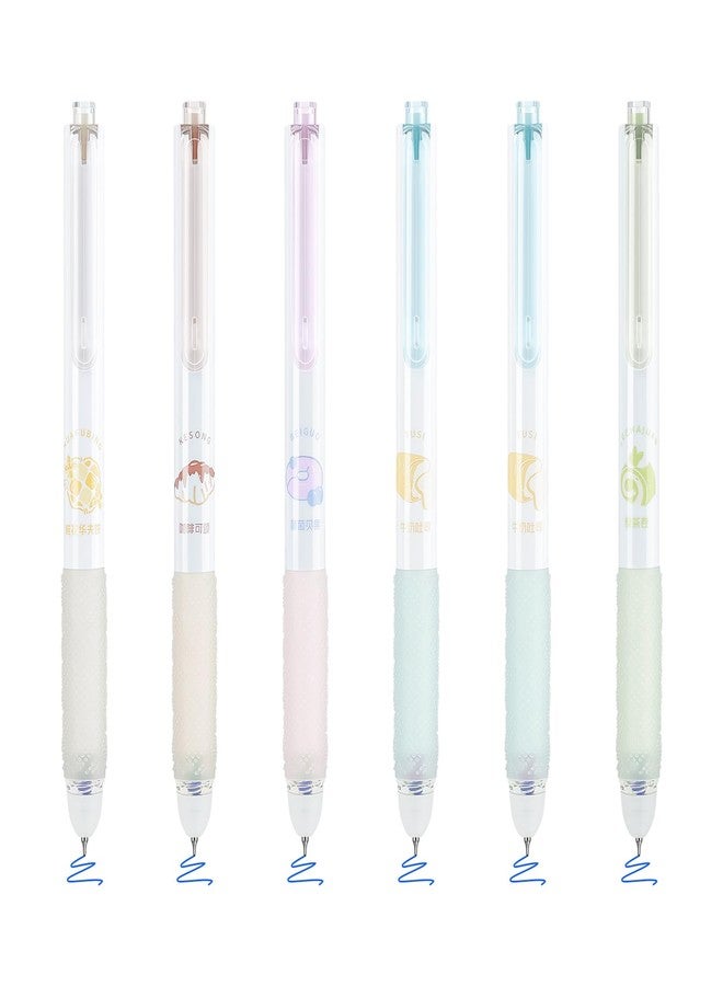 BAYTORY 6Pcs Cute Retractable Erasable Gel Pens, 0.5 mm Fine Point Erasable Pens, Premium Comfortable Grip, for Completing Sudoku and Crossword Puzzles (Blue Ink) - Image 1