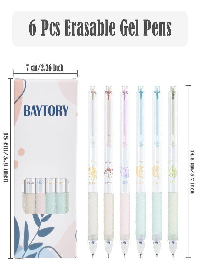 BAYTORY 6Pcs Cute Retractable Erasable Gel Pens, 0.5 mm Fine Point Erasable Pens, Premium Comfortable Grip, for Completing Sudoku and Crossword Puzzles (Blue Ink) - Image 2