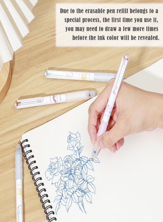 BAYTORY 6Pcs Cute Retractable Erasable Gel Pens, 0.5 mm Fine Point Erasable Pens, Premium Comfortable Grip, for Completing Sudoku and Crossword Puzzles (Blue Ink) - Image 4