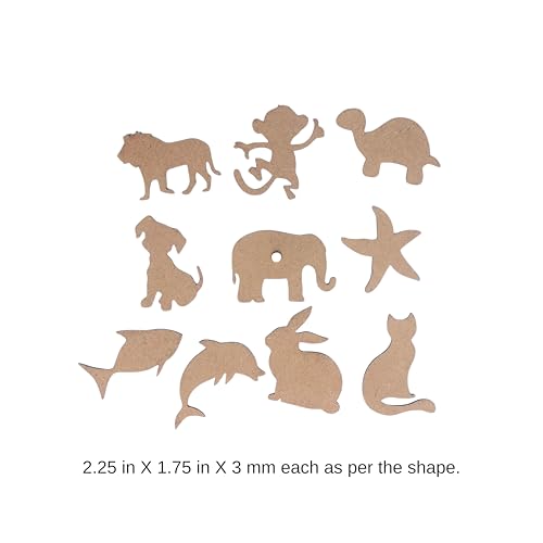 IVEI DIY MDF Wood Sheet Craft Magnet - Plain MDF Fridge Magnet Blanks Cutouts Set for Painting Wooden Sheet Craft, Decoupage, Resin Art Work & Decoration (Animals Set of 10) - Image 2