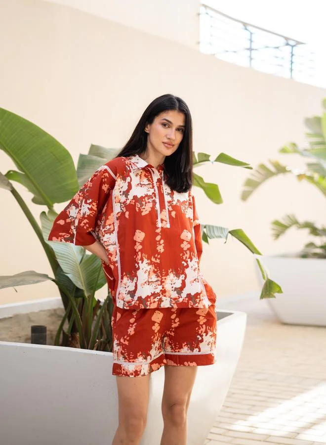 sanskrutihomes Sanskrutihomes Pure Cotton Printed Top and Shorts Pyjama Set