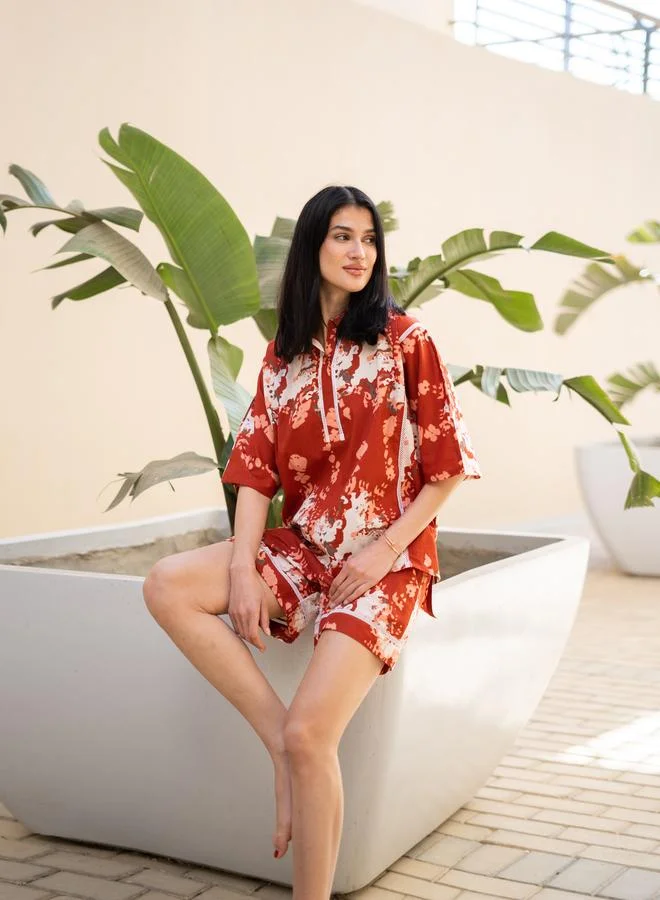 sanskrutihomes Sanskrutihomes Pure Cotton Printed Top and Shorts Pyjama Set