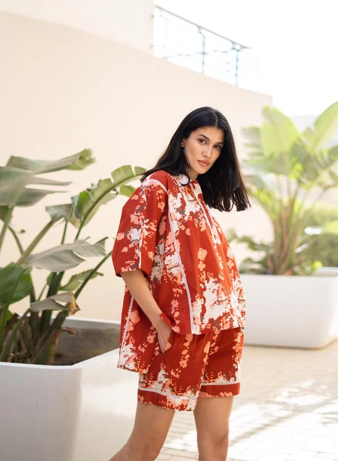 sanskrutihomes Sanskrutihomes Pure Cotton Printed Top and Shorts Pyjama Set