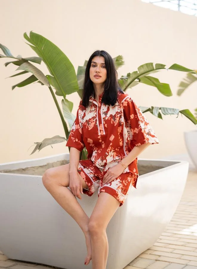 sanskrutihomes Sanskrutihomes Pure Cotton Printed Top and Shorts Pyjama Set