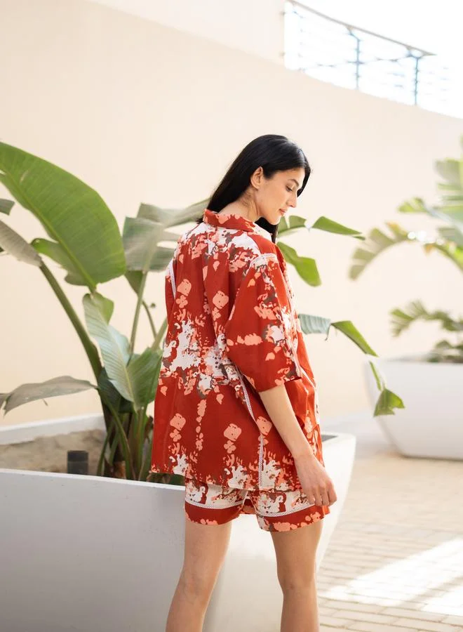 sanskrutihomes Sanskrutihomes Pure Cotton Printed Top and Shorts Pyjama Set