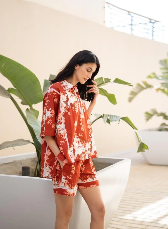 sanskrutihomes Sanskrutihomes Pure Cotton Printed Top and Shorts Pyjama Set