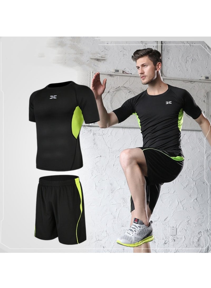KUYING Men's Fitness Suit Sportswear Quick Drying Set 