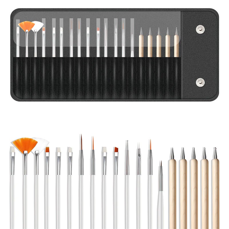 AUOCATTAIL Nail Art Brushes Set 20 pcs Multifunctional Nail Polish Brushes for Nail Art Design Gel Nail Dotting Tool for Nail Extension Manicure for Home Salon Gifts - Image 1