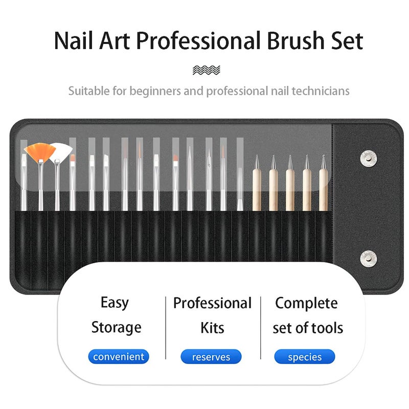 AUOCATTAIL Nail Art Brushes Set 20 pcs Multifunctional Nail Polish Brushes for Nail Art Design Gel Nail Dotting Tool for Nail Extension Manicure for Home Salon Gifts - Image 2