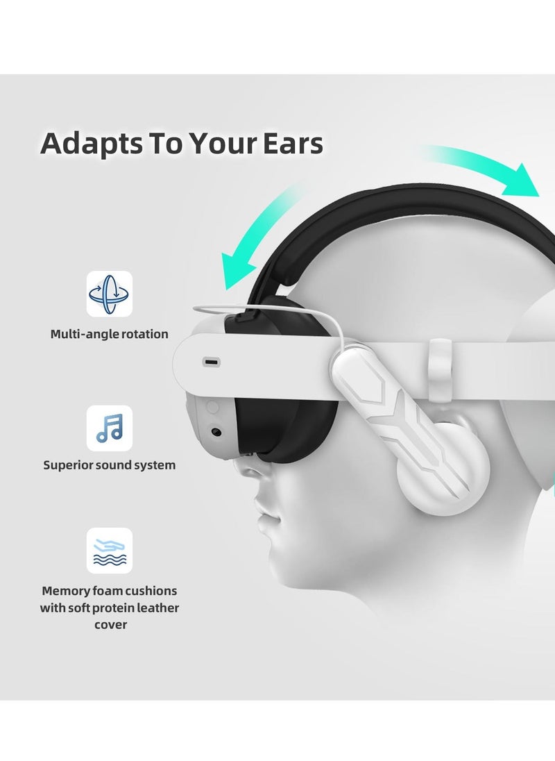 حزام رأس Quest 3 متوافق مع Meta Oculus Quest 3، حزام استبدال Elite للصوت المريح على الأذن لتحسين تأثيرات الصوت وزيادة الانغماس في الواقع الافتراضي | حزام الرأس متضمن - Image 3