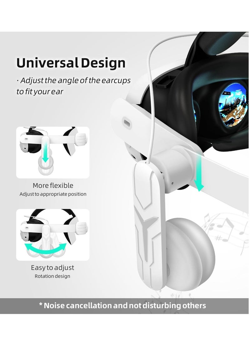 حزام رأس Quest 3 متوافق مع Meta Oculus Quest 3، حزام استبدال Elite للصوت المريح على الأذن لتحسين تأثيرات الصوت وزيادة الانغماس في الواقع الافتراضي | حزام الرأس متضمن - Image 4