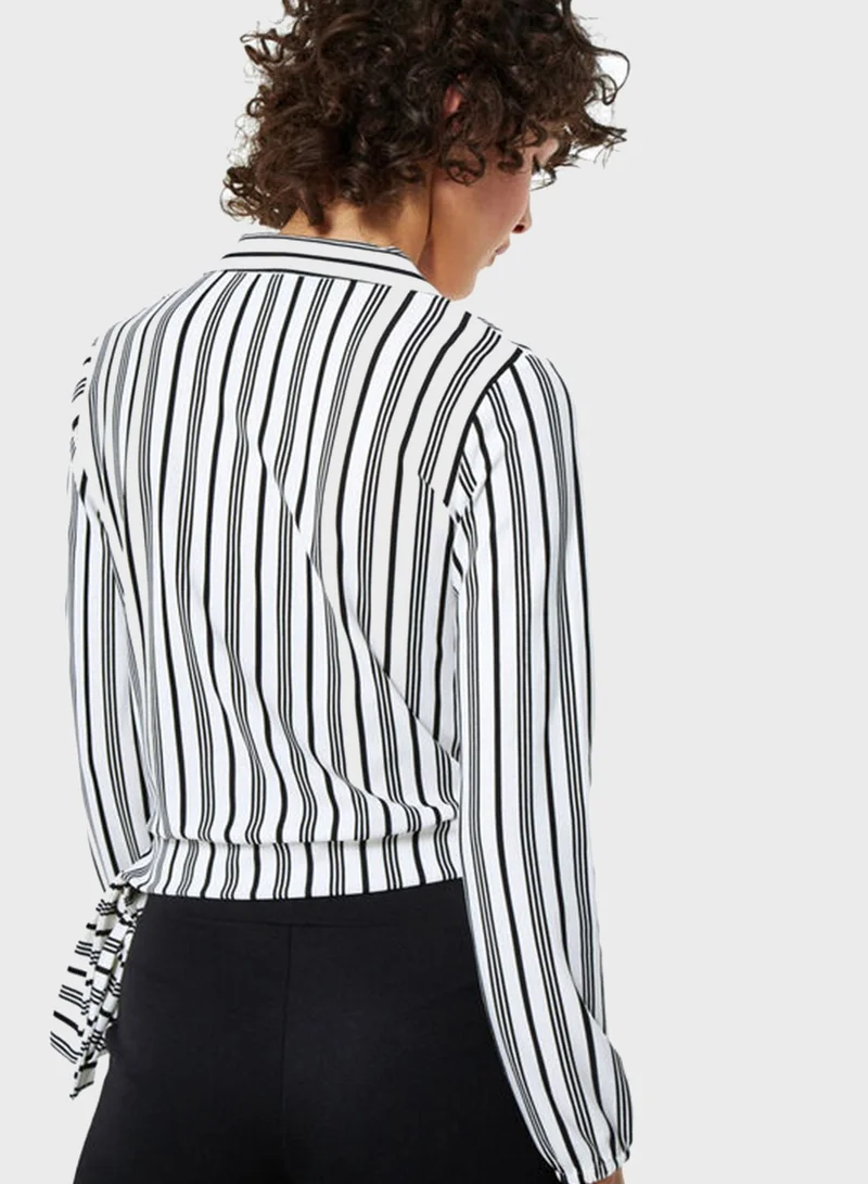 Jennyfer Striped Wrap Front Top