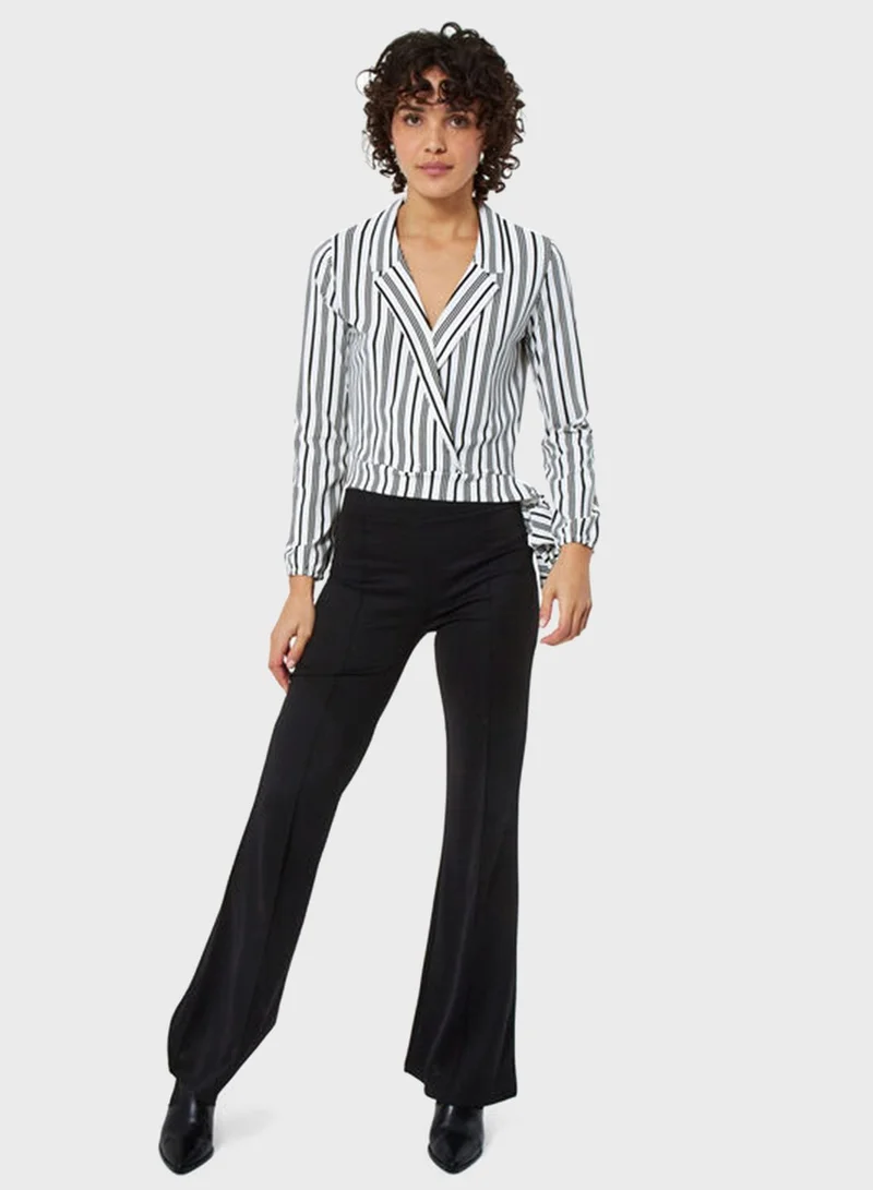 Jennyfer Striped Wrap Front Top