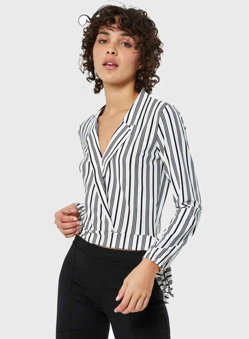 Jennyfer Striped Wrap Front Top
