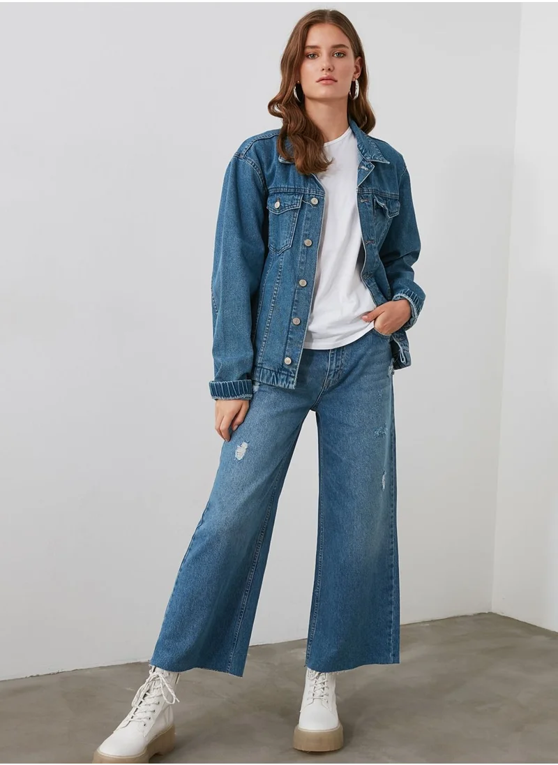 trendyol Ripped Culottes Jeans