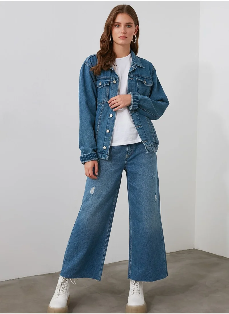 trendyol Ripped Culottes Jeans