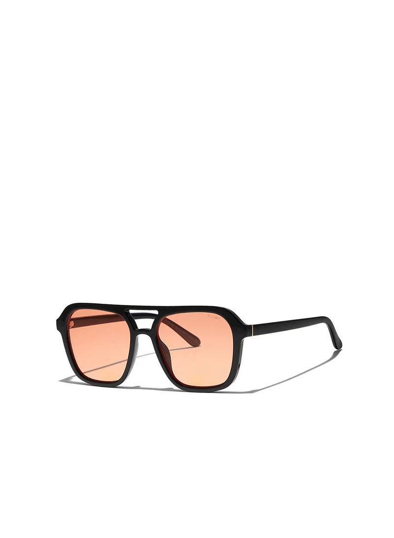 Blackout Mikan,Unisex Sunglasses, Aviator Sunglasses, UV Protection: UV400 (Black,Orange)