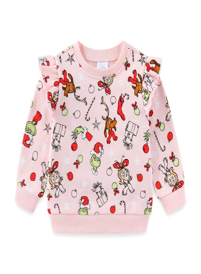 Dr. Seuss Grinch Baby Girls Christmas Sweatshirt and Flared Legging Pants Set for Infants - Image 2