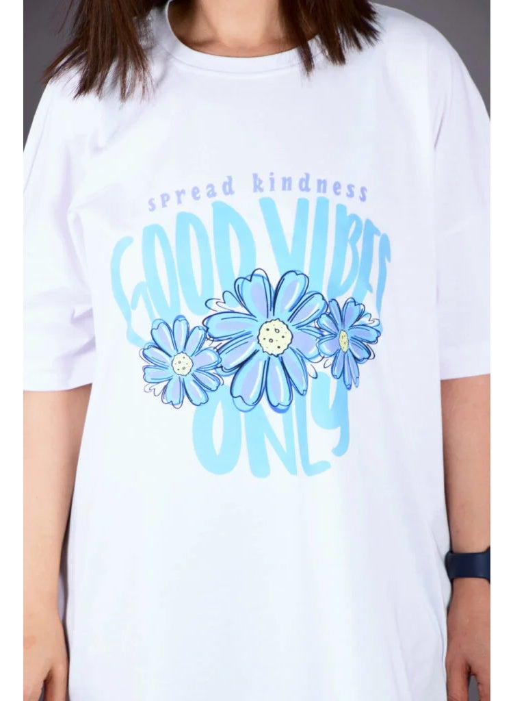 Oversize Fit Crew Neck Printed Short Sleeve T-Shirt - 100% Cotton - Image 2