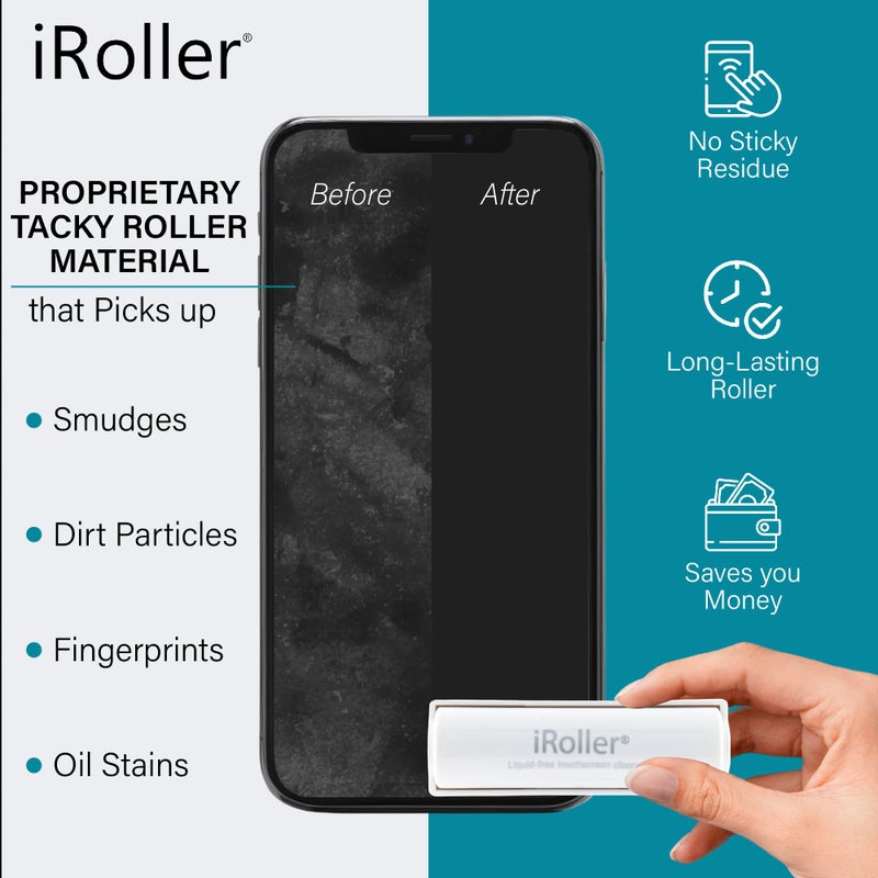 iRoller Screen Cleaner by iRoller - No Need for Spray or Wipes - Liquid Free iPad Screen Cleaner Roller Tool - Washable & Reusable - Phone Screen Cleaner Ideal for iPhone, Laptop, Computer Touchscreen - 3.5" - Image 2