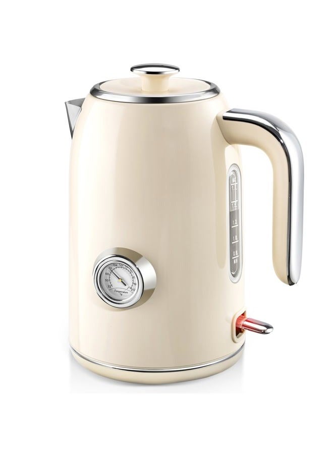 Pukomc Electric Kettle, 1.7L Stainless Steel Kettle with Temperature Meter, 1500W Water Boiler with Led Light, Bpa Free, Auto Shut Off and Boil Protection A - Image 1