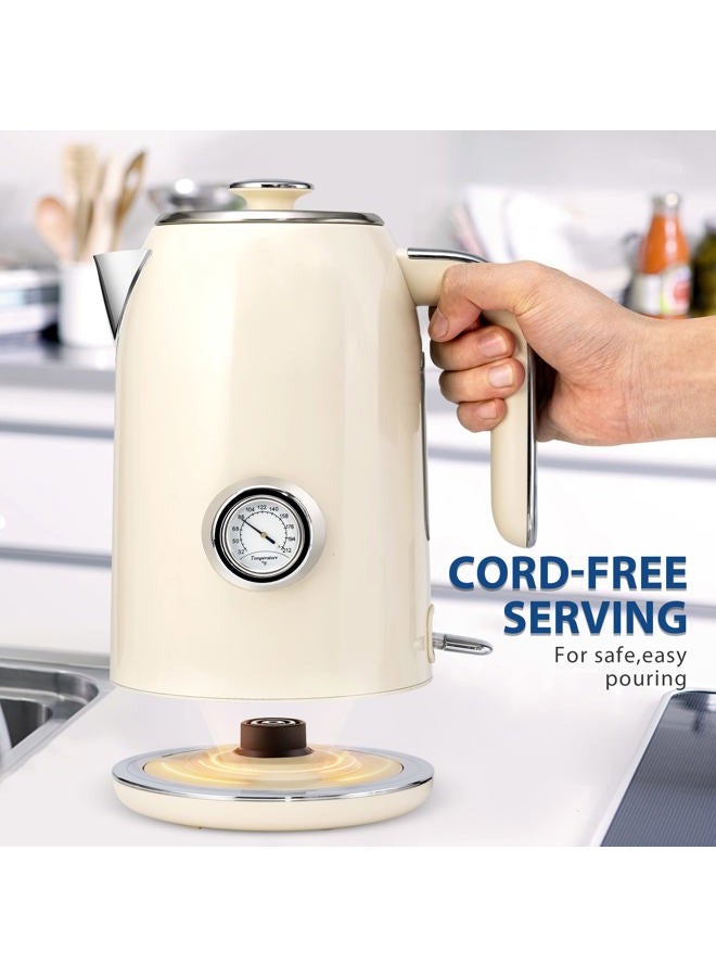 Pukomc Electric Kettle, 1.7L Stainless Steel Kettle with Temperature Meter, 1500W Water Boiler with Led Light, Bpa Free, Auto Shut Off and Boil Protection A - Image 3