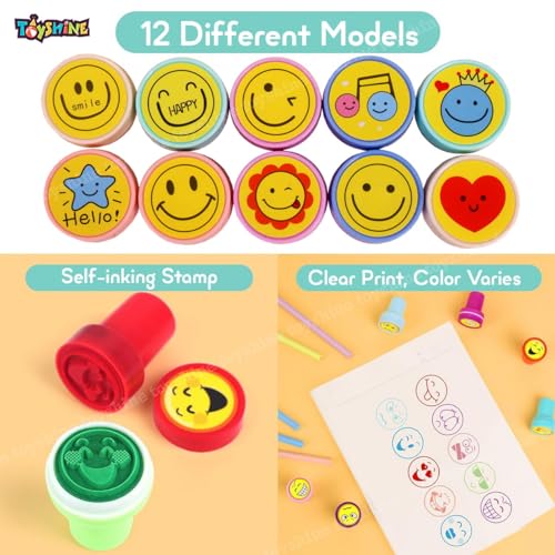 Toyshine 30 pcs Emoji Stamps for Children Self-Inking Stamp for Party Gifts for Children Thank You Party Gift for Boys Girls - Image 3