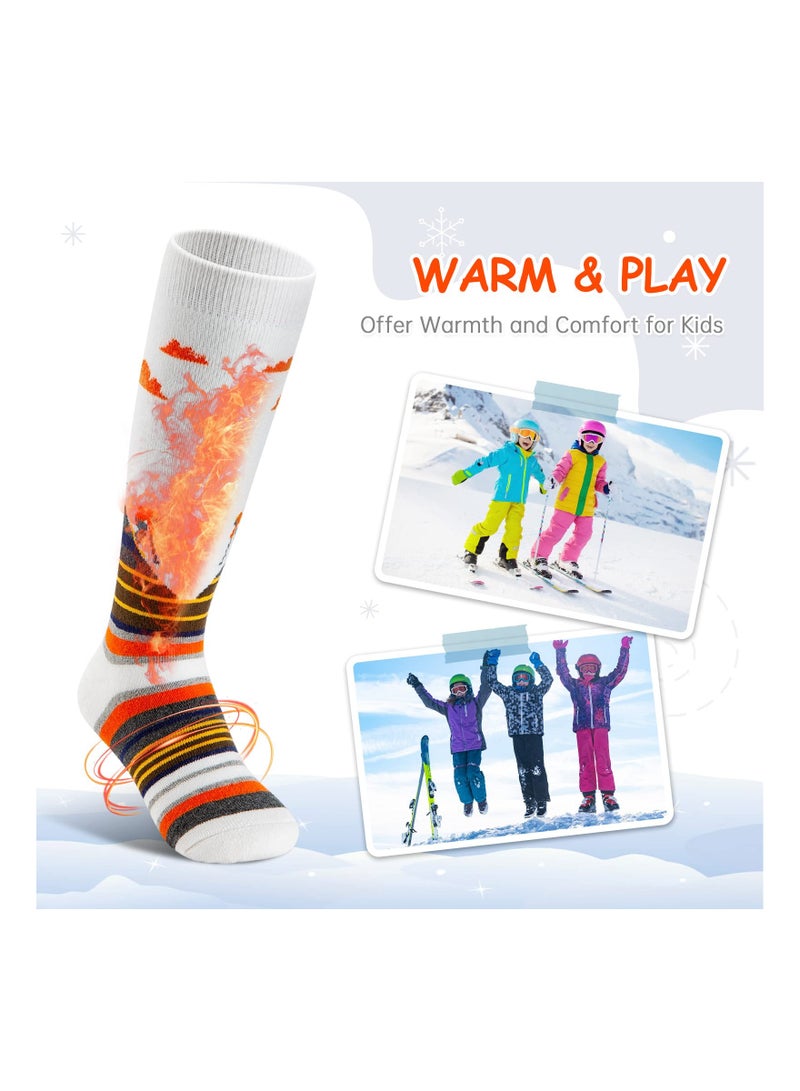 SYOSI Ski Socks Kids Winter Warm Socks, 2 pair Skiing Snowboard Skating Socks for Boys and Girls Toddler 2 Color  - Image 5