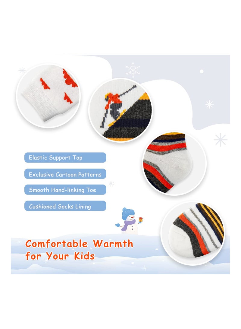 SYOSI Ski Socks Kids Winter Warm Socks, 2 pair Skiing Snowboard Skating Socks for Boys and Girls Toddler 2 Color  - Image 4