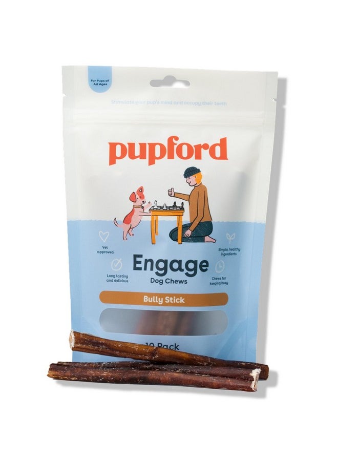 pupford Pupford Thick Bully Sticks for Dogs & Puppies, Smoked for Improved Smell, Natural, Long-Lasting, Single Ingredient Chews for Small & Medium Breeds (6", 10 Count)  - Image 1