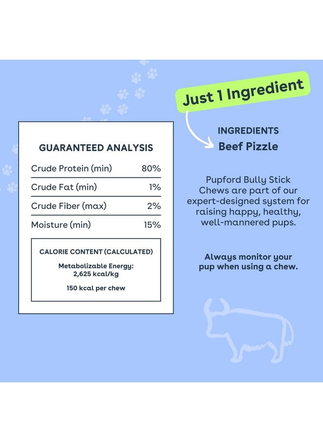 pupford Pupford Thick Bully Sticks for Dogs & Puppies, Smoked for Improved Smell, Natural, Long-Lasting, Single Ingredient Chews for Small & Medium Breeds (6", 10 Count)  - Image 4