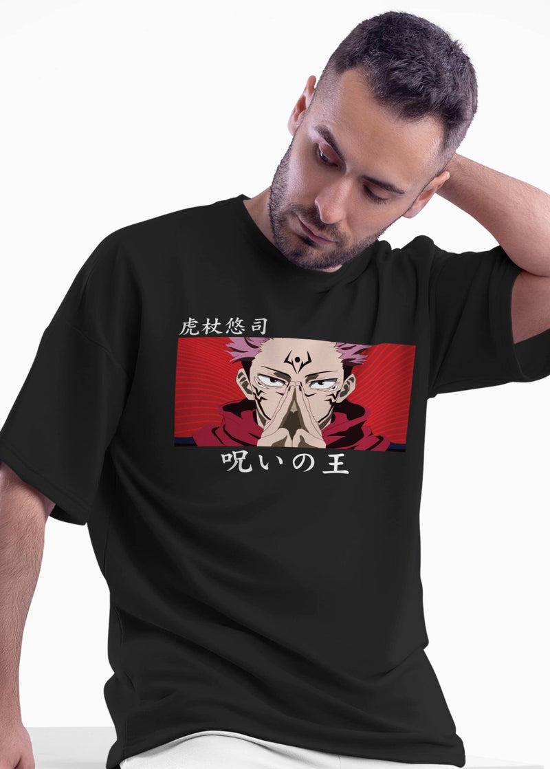 crazymonk Jujutsu Kaisen Ryomen Sukuna Anime Oversized T-Shirt - Black, XL - Image 3