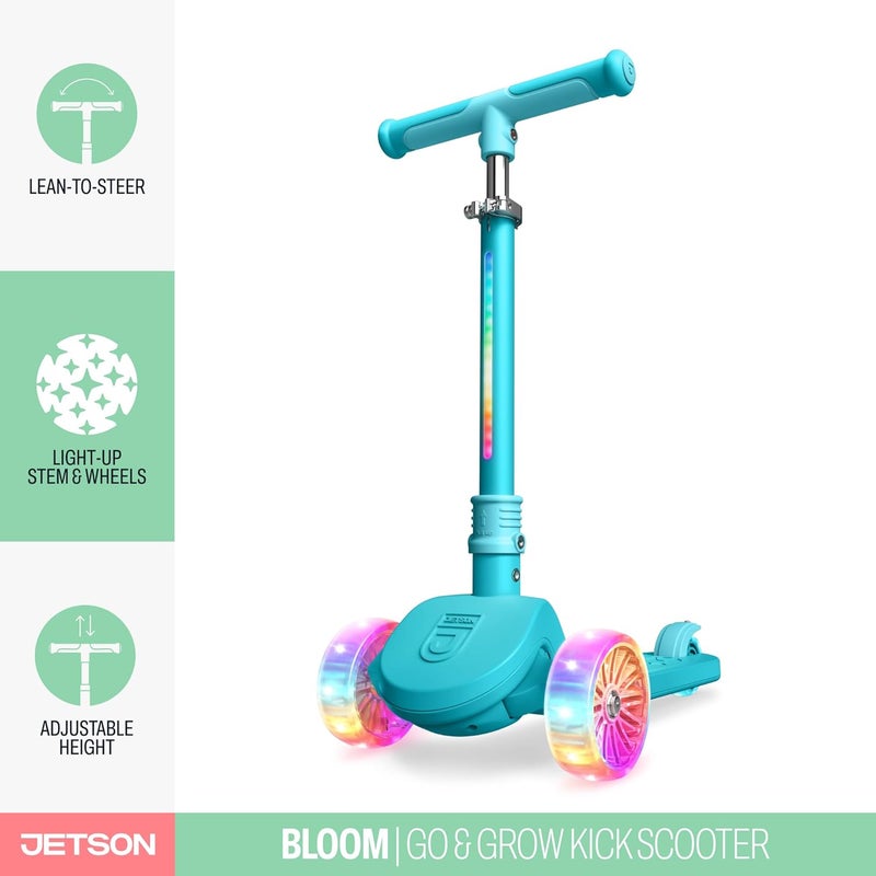 JETSON 3-Wheel Light-Up Kick Scooter, Lights on Stem & Wheels, Height Adjustable Handlebar, Rear Brake, Foldable, Ages 3+ - Image 2