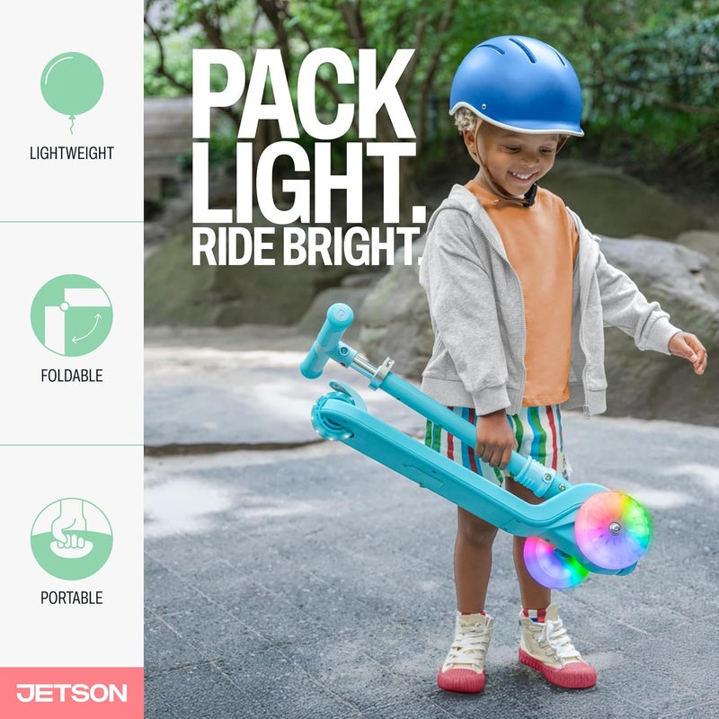 JETSON 3-Wheel Light-Up Kick Scooter, Lights on Stem & Wheels, Height Adjustable Handlebar, Rear Brake, Foldable, Ages 3+ - Image 4