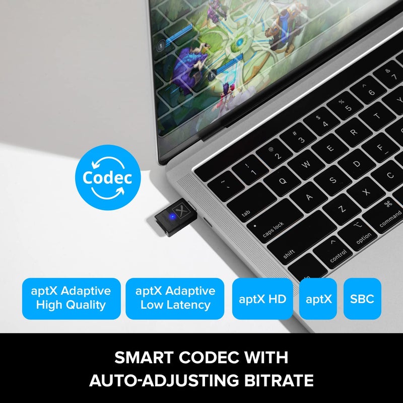 Creative BT-W5 Smart Bluetooth 5.3 Audio Transmitter with aptX Adaptive, High-Resolution 24-bit / 96 kHz Audio, Device-Switching Function, Works with PC/Mac/Gaming Consoles - Image 2