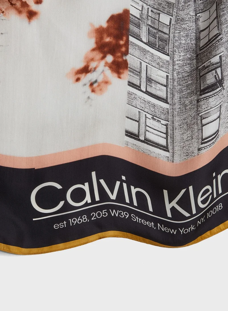 CALVIN KLEIN Seasonal Silk Scarf 90X90