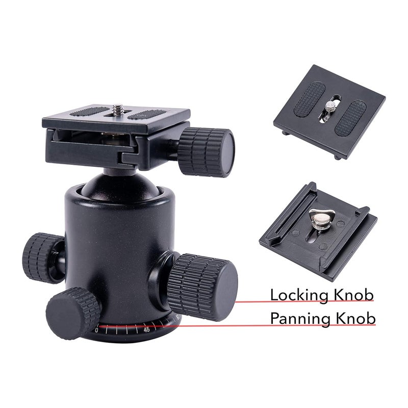 Powerpak BH-25 Ball Head | Payload 8K | with Quick Release Plate | for Tripod, Monopod, Slider | DSLR/SLR Camera, Video Camera | 360 Degree Fluid Rotation Tripod Ball Head (Black) - Image 4