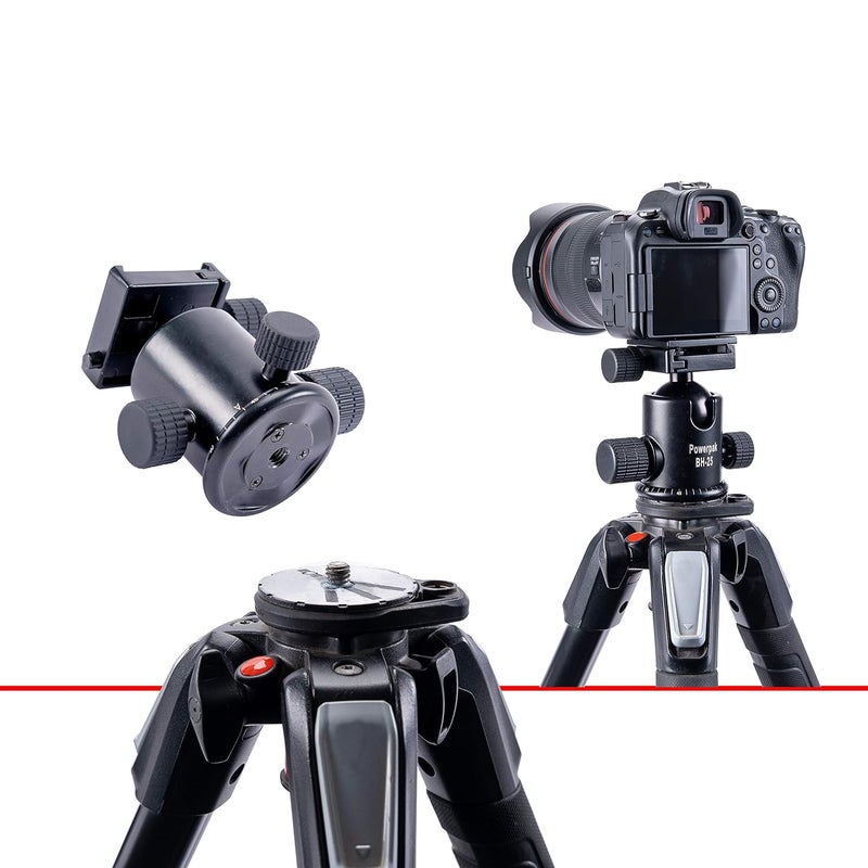 Powerpak BH-25 Ball Head | Payload 8K | with Quick Release Plate | for Tripod, Monopod, Slider | DSLR/SLR Camera, Video Camera | 360 Degree Fluid Rotation Tripod Ball Head (Black) - Image 5