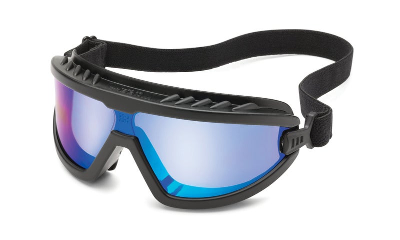 Gateway Safety 4589M Wheelz Stylish and Comfortable Safety Goggle, Blue Mirror Lens, Black Frame - Image 1