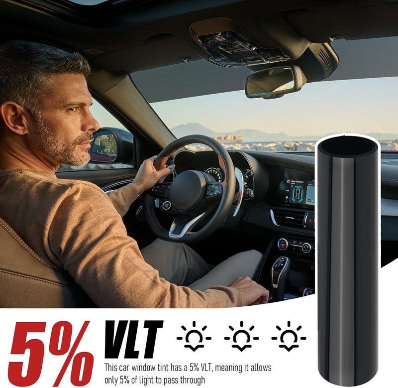 Turcee 59x8 Car Window Tint Film Kit,5% VLT Windshield/Window Tint Car for SUV,Truck for Driving & Sun Glare Protection,Universal Windshield/Windows Tints for Cars with Knife/Scraper - Image 4