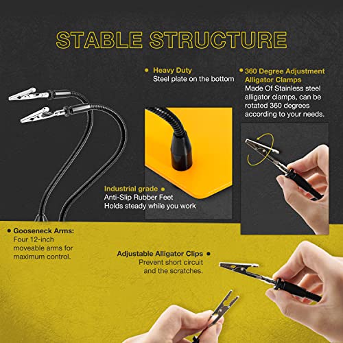 KOTTO Helping Hands Soldering, Third Hand Soldering Tool PCB Holder Four Arms Helping Hands Crafts Jewelry Hobby Workshop Helping Station Non-Slip Steel Weighted Base - Image 2