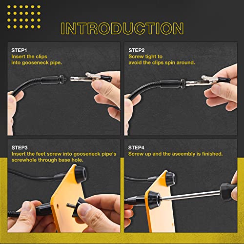 KOTTO Helping Hands Soldering, Third Hand Soldering Tool PCB Holder Four Arms Helping Hands Crafts Jewelry Hobby Workshop Helping Station Non-Slip Steel Weighted Base - Image 4