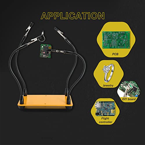 KOTTO Helping Hands Soldering, Third Hand Soldering Tool PCB Holder Four Arms Helping Hands Crafts Jewelry Hobby Workshop Helping Station Non-Slip Steel Weighted Base - Image 5