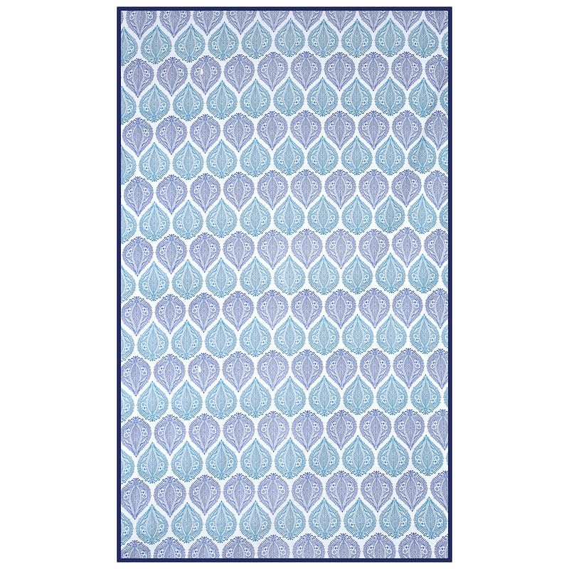 Pure Cotton Printed 40x60 Inches Center Table Cloth Cover Blue White  - Image 4