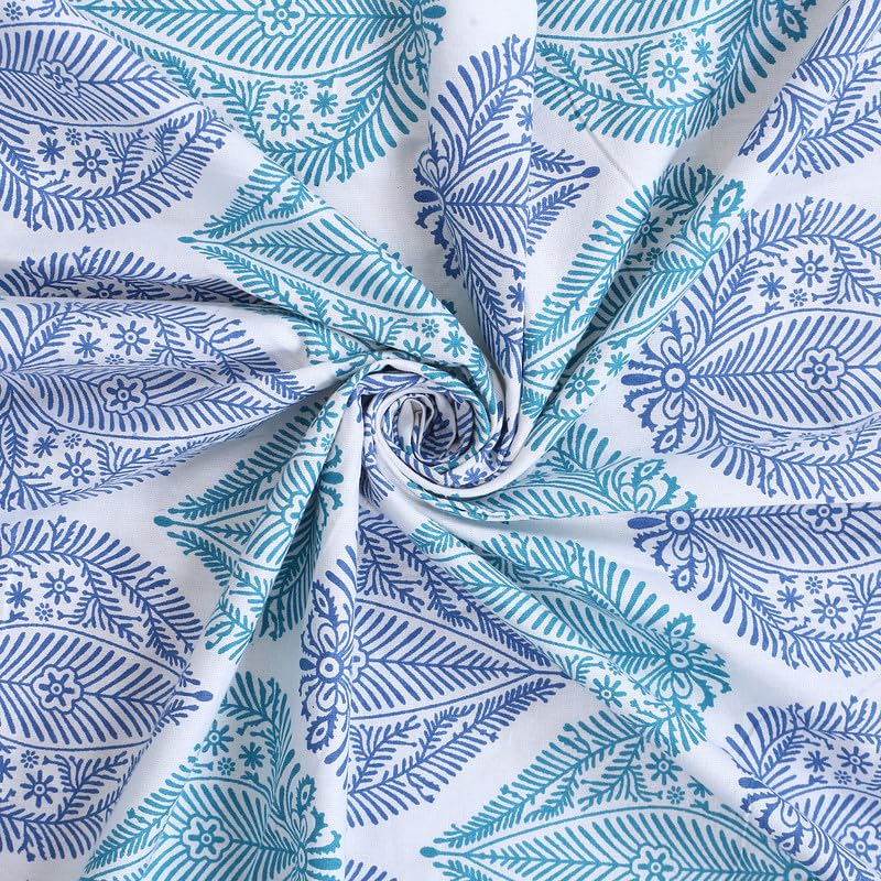 Pure Cotton Printed 40x60 Inches Center Table Cloth Cover Blue White  - Image 5